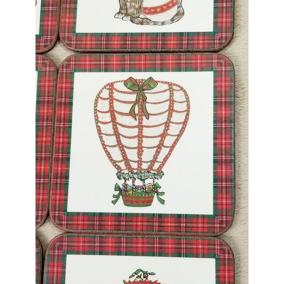 Christmas Pimpernel Coasters Tartan Holiday w/ Box Made England x6 Vtg - Picture 6 of 15